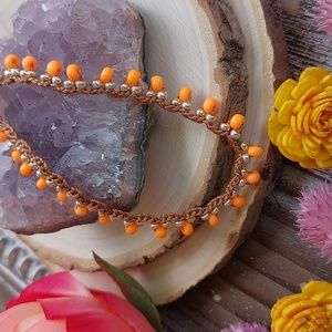 Boho Necklace, Neon Orange,  Summer,  Handcrafted by Rust Belt Raised